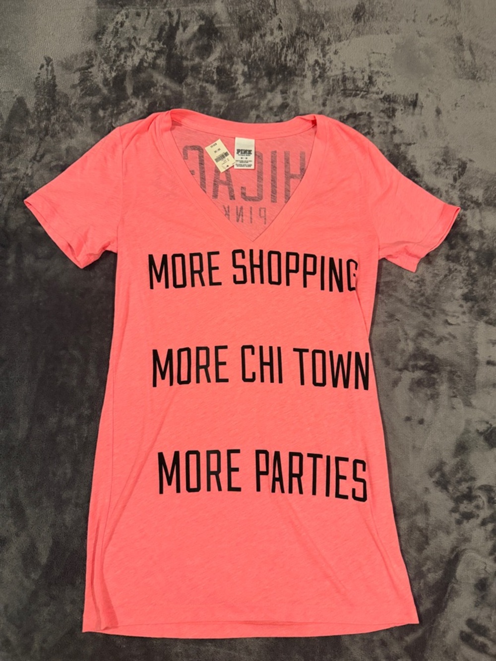 PINK Victoria's Secret Coral Graphic V-Neck Tee